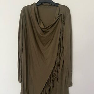 Olive Green Fringe Cardigan